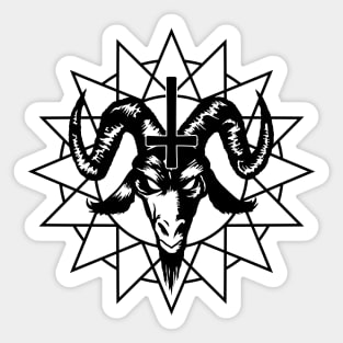 Satanic Goat Head with Chaos Star (black) Sticker